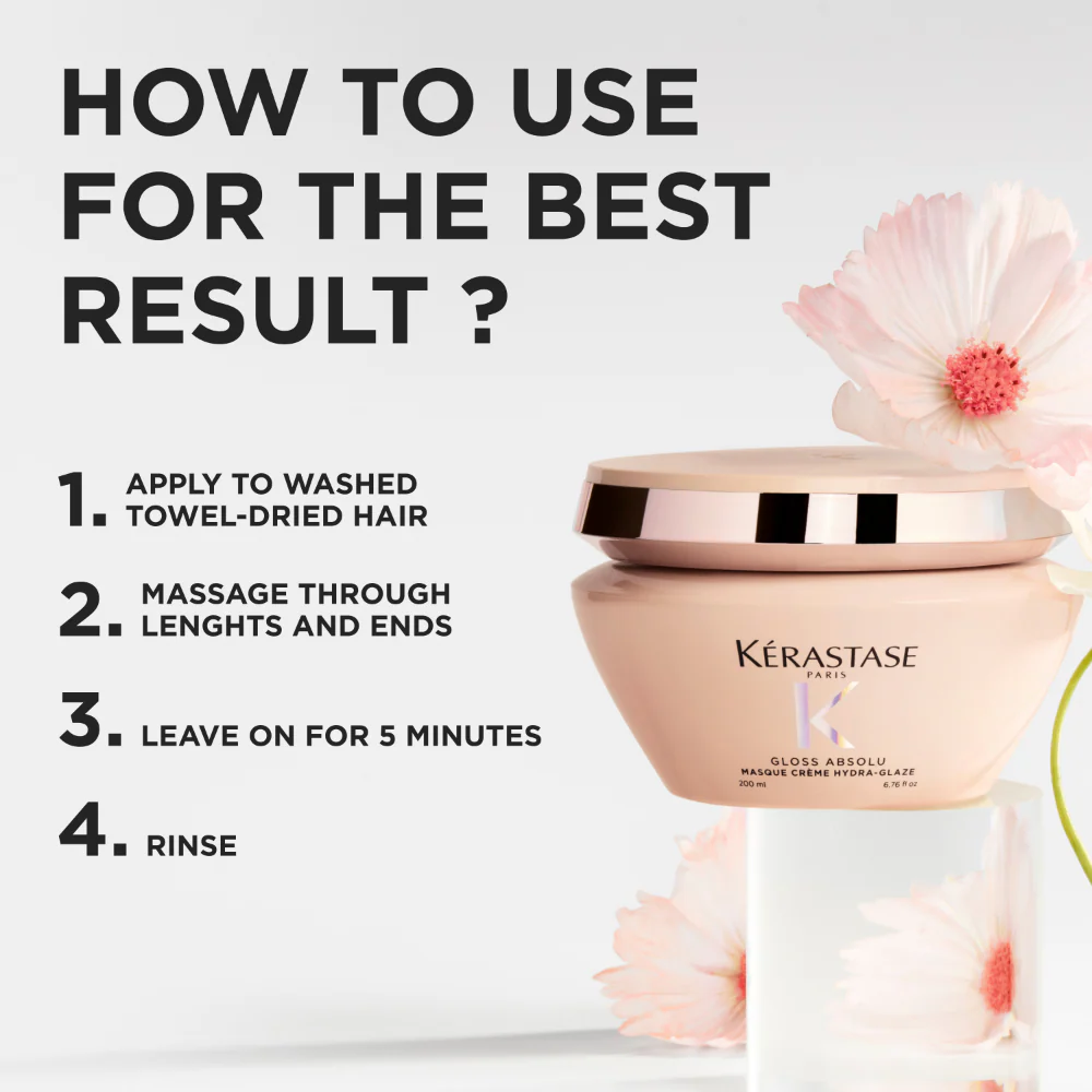 Kérastase Gloss Absolu Masque Crème Hydra Glaze Hydra-Illuminating Creamy Hair Mask 75ml - Image 7