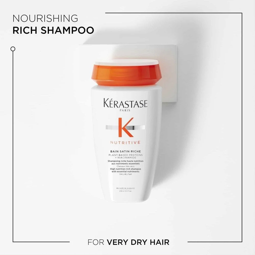 Kérastase Nutritive Bain Satin Riche High Nutrition Rich Shampoo 250ml & Nutritive Lait Vital High Nutrition Ultra-Light Conditioner 200ml Twin - Image 2