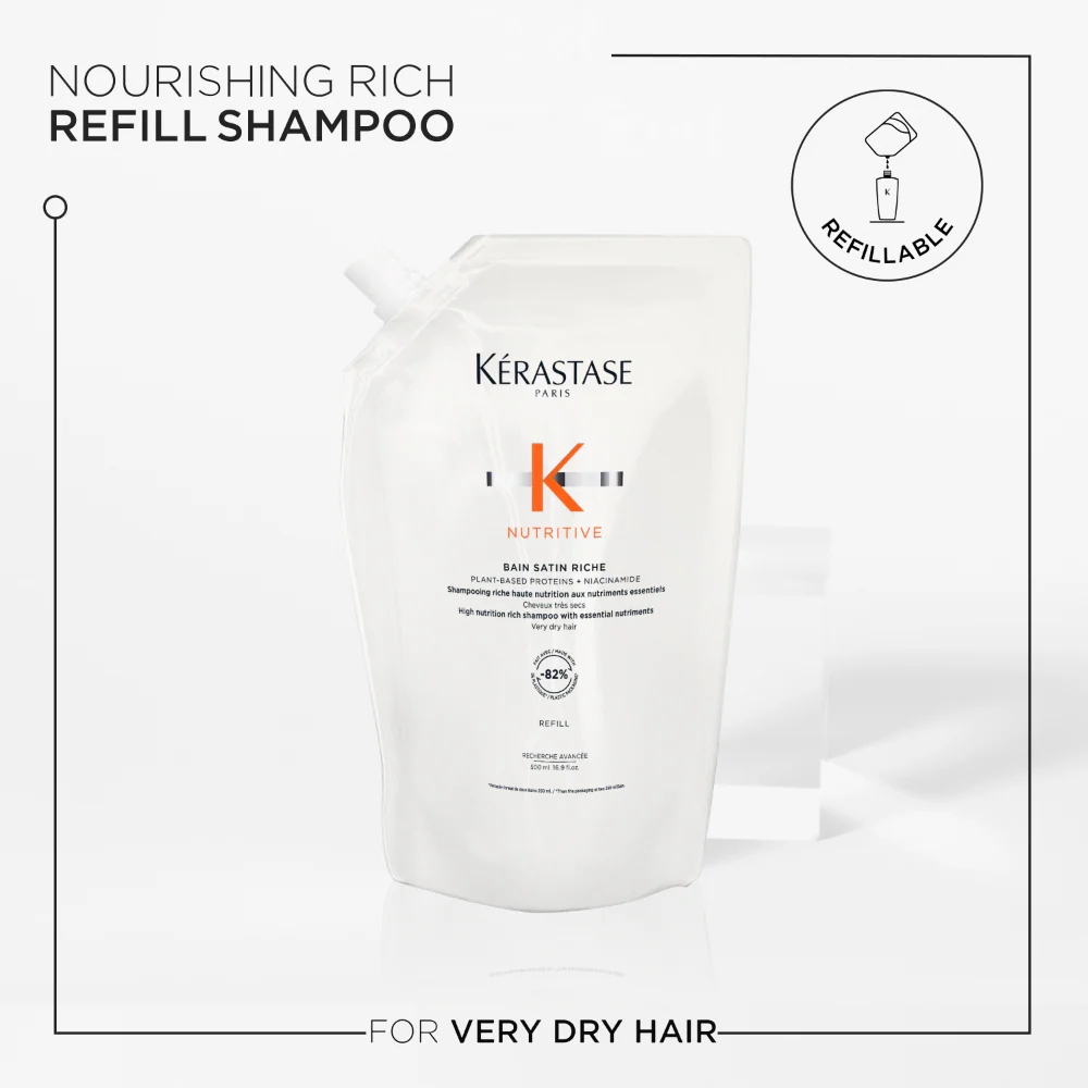 Kérastase Nutritive Bain Satin Riche High Nutrition Rich Shampoo Refill Pouch 500ml - Image 2