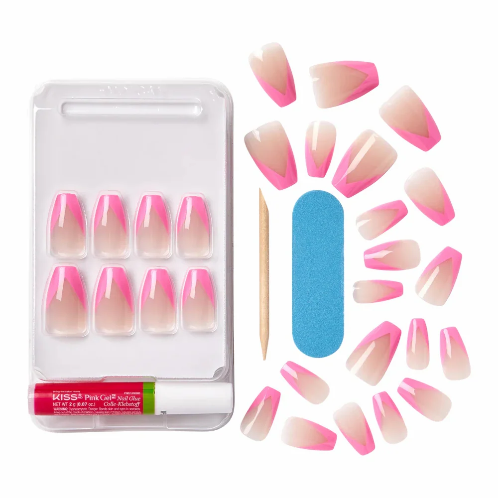 Kiss Salon Acrylic Coloured Nails French Squared 28x - Image 3