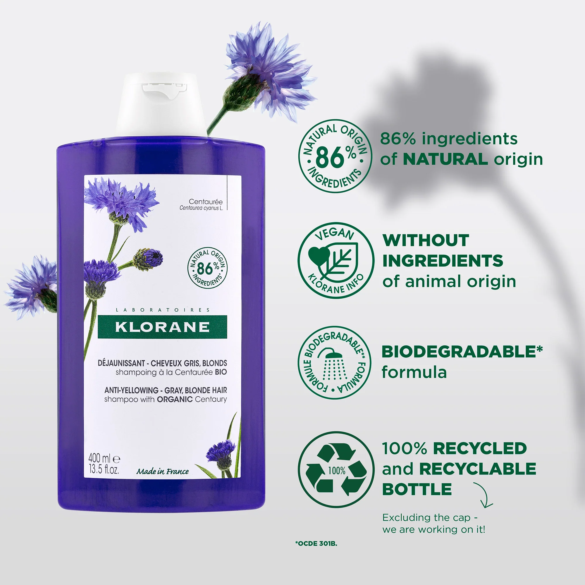 Klorane Anti-Yellowing Shampoo 400ml - Image 3