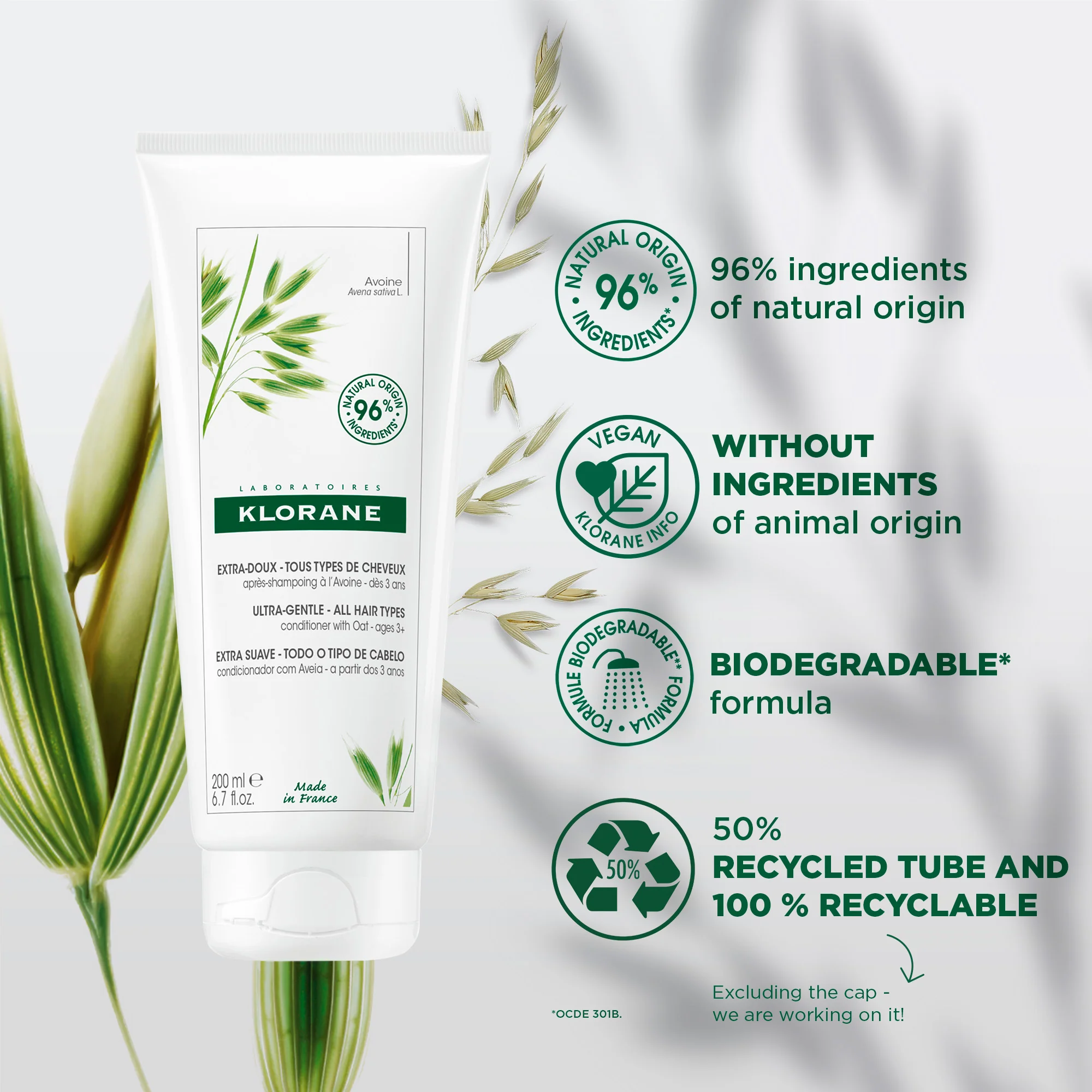 Klorane Oat Milk Ultra-Gentle Conditioner 200ml - Image 3