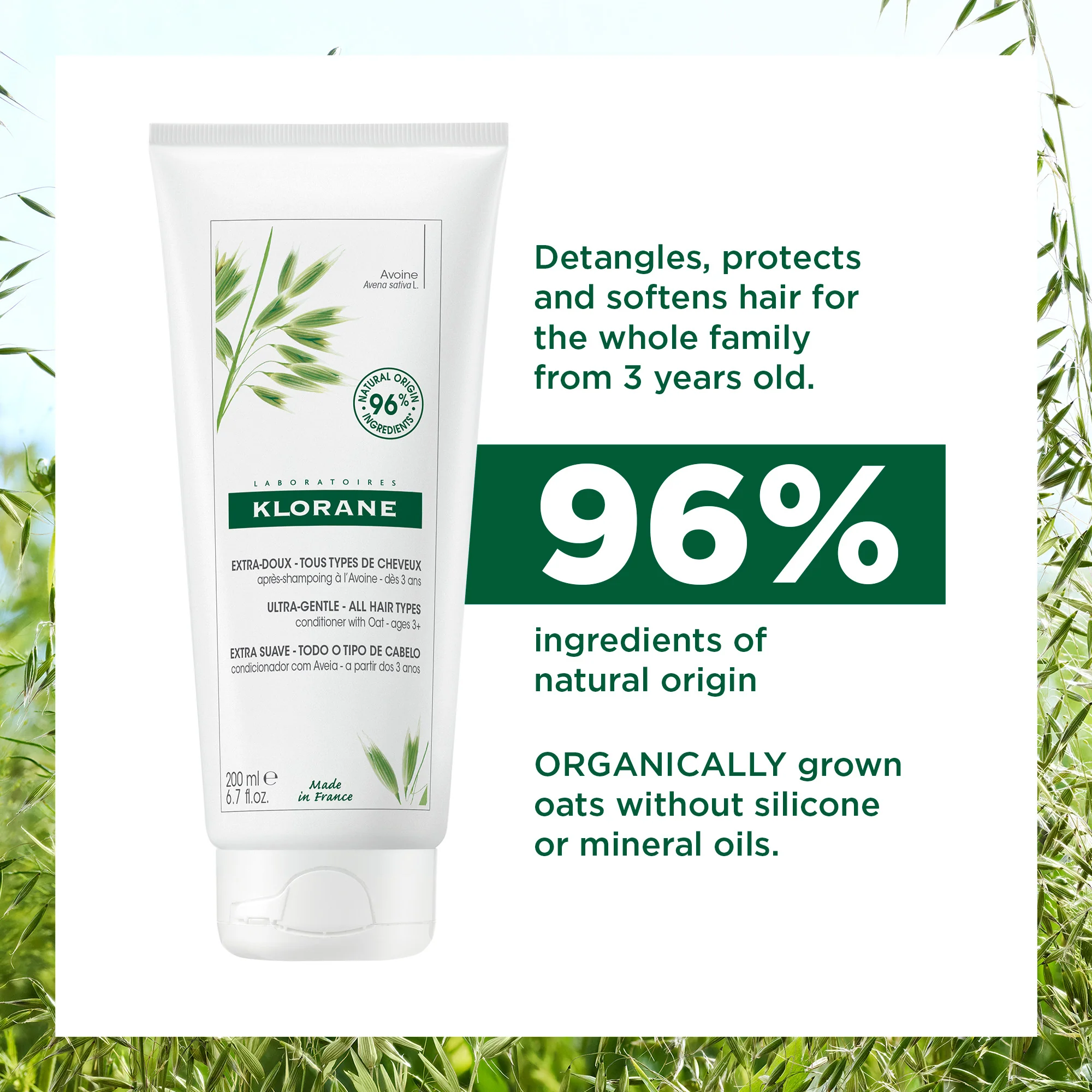 Klorane Oat Milk Ultra-Gentle Conditioner 200ml - Image 4