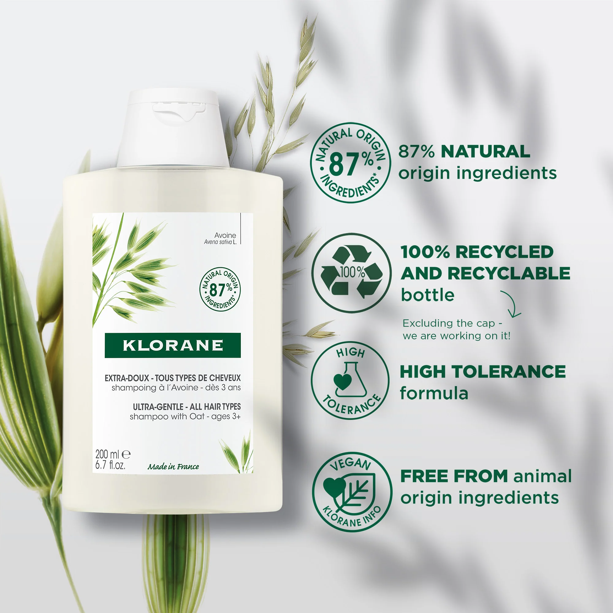 Klorane Oat Milk Ultra-Gentle Shampoo 200ml - Image 3