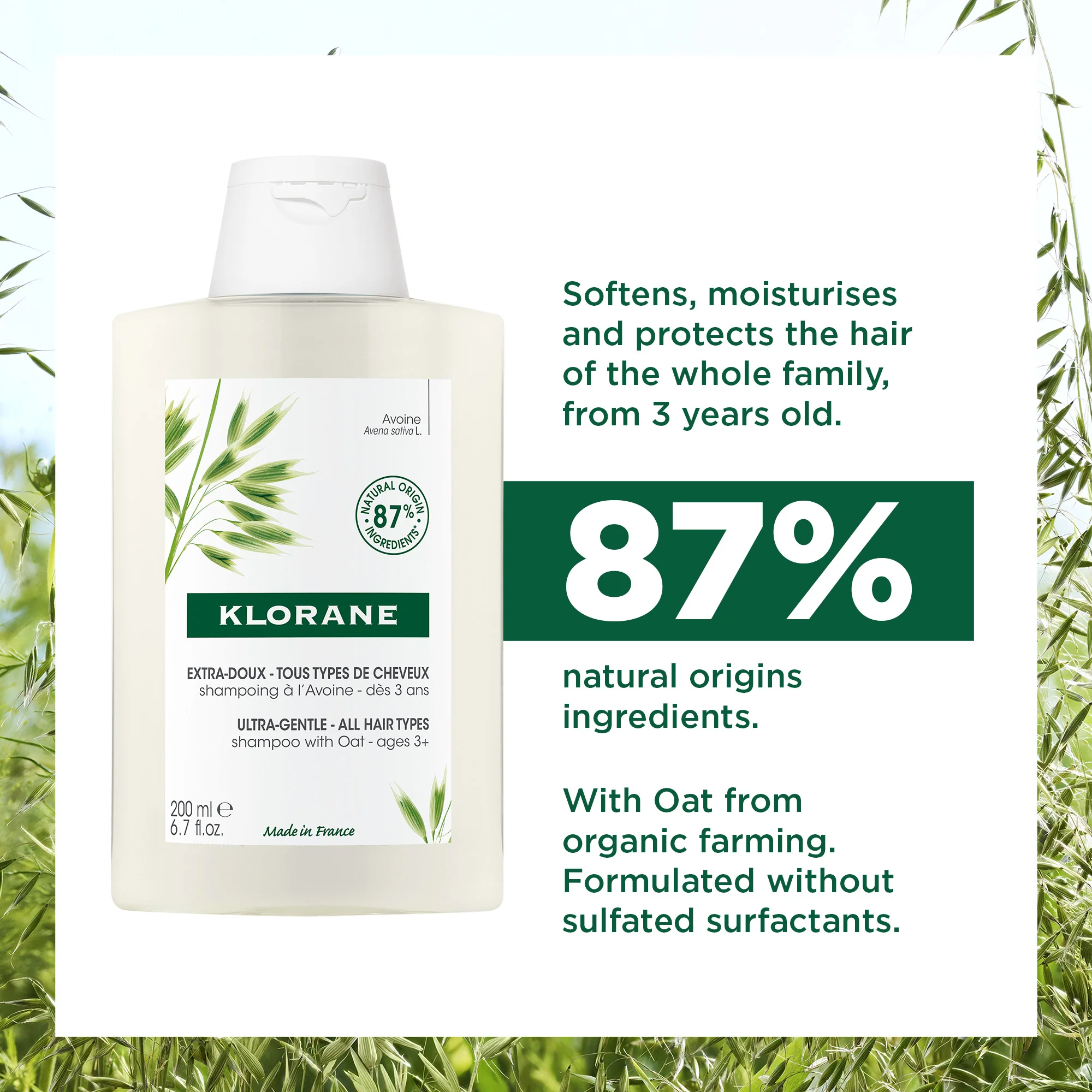 Klorane Oat Milk Ultra-Gentle Shampoo 200ml - Image 4