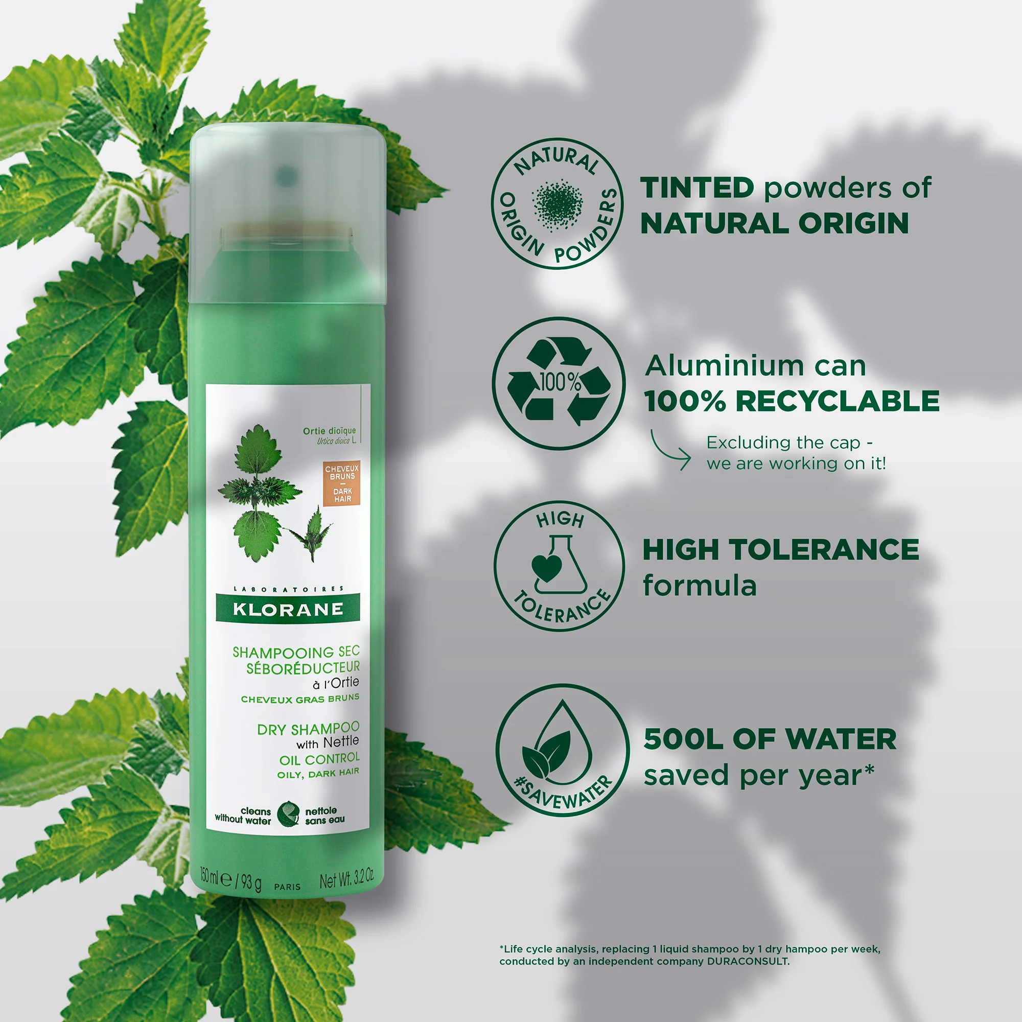 Klorane Purifying Tinted Dry Shampoo 150ml - Image 3
