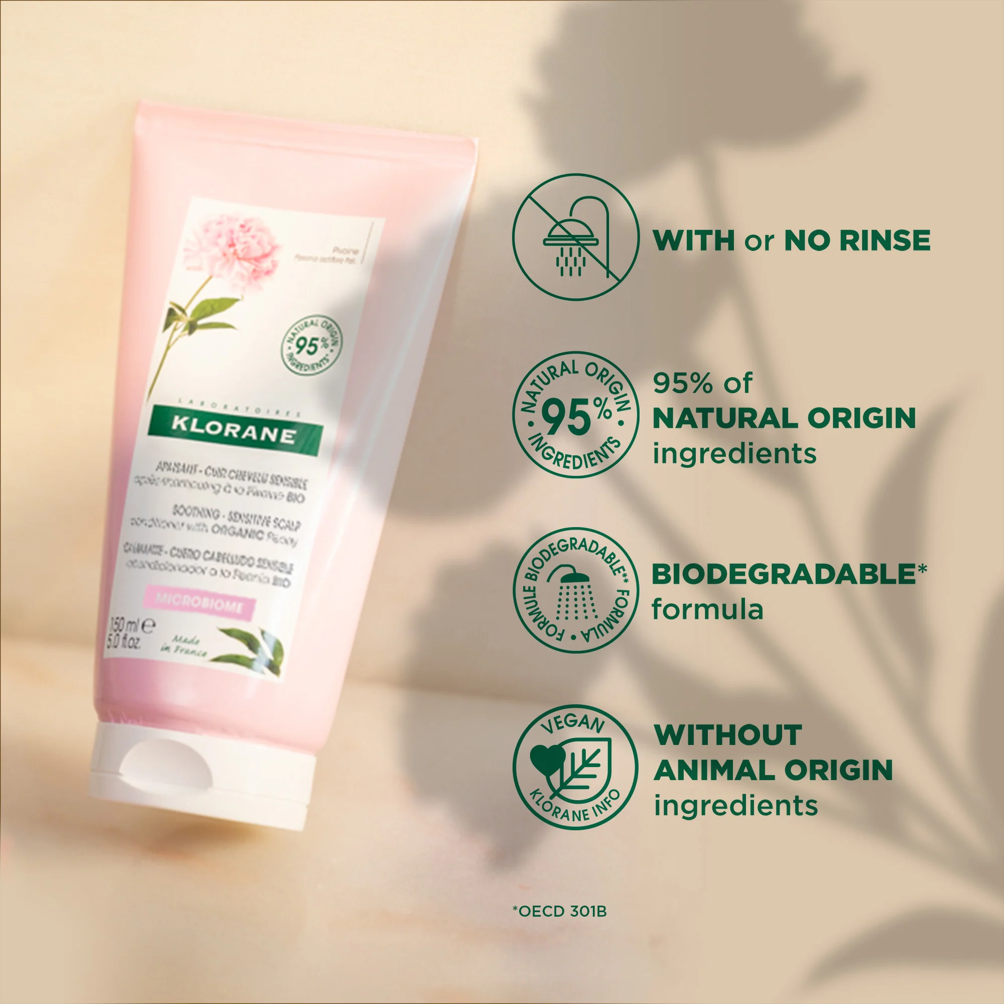 Klorane Soothing Peony Conditioner 150ml - Image 3