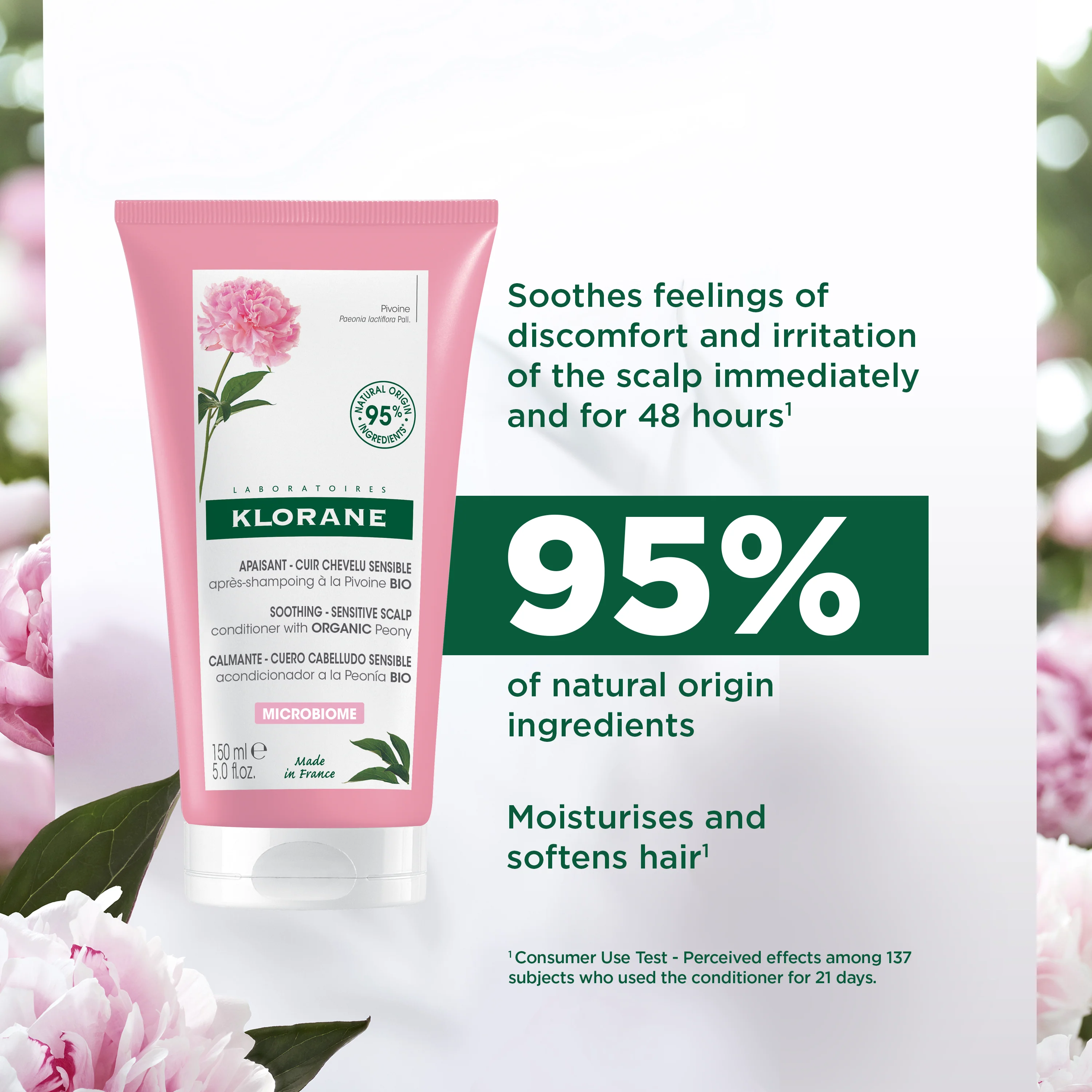 Klorane Soothing Peony Conditioner 150ml - Image 4