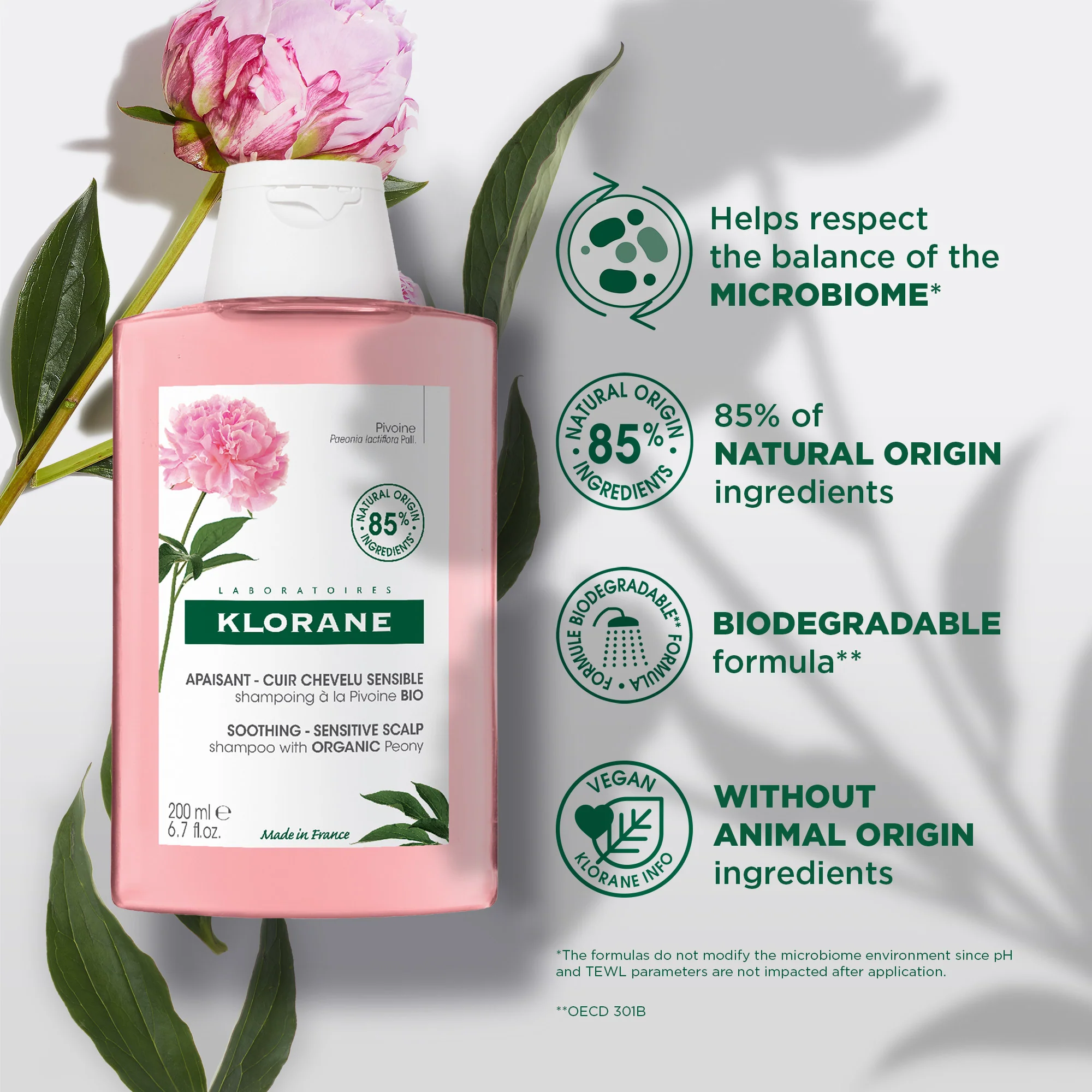 Klorane Soothing Peony Shampoo 200ml - Image 2