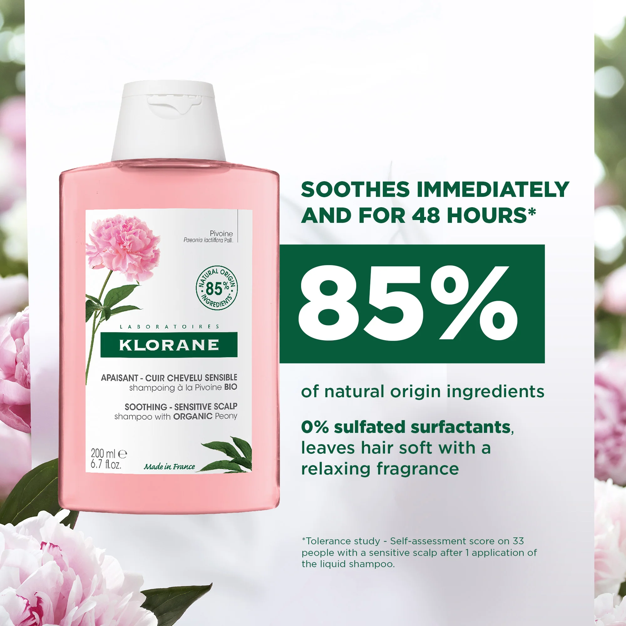 Klorane Soothing Peony Shampoo 200ml - Image 3