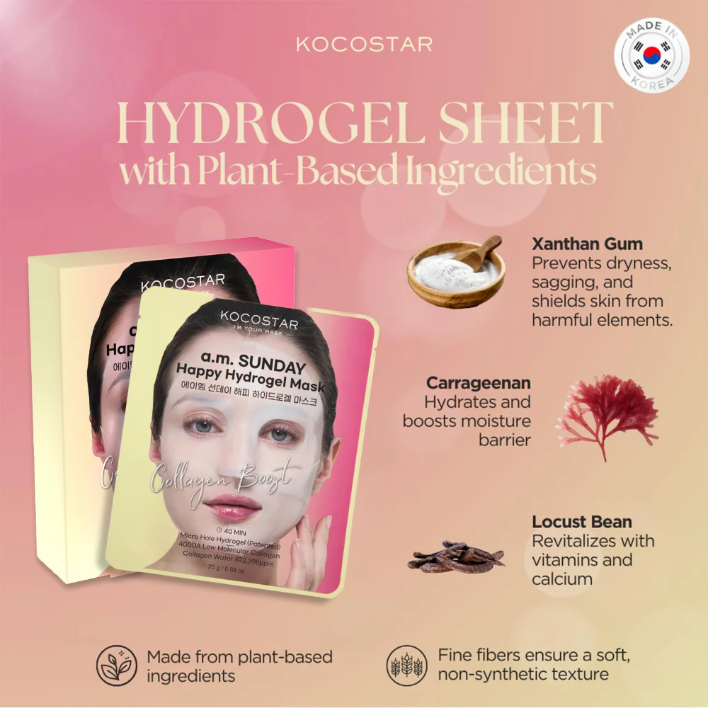 KOCOSTAR a.m. Sunday Happy Hydrogel Collagen Mask 25g - Image 2