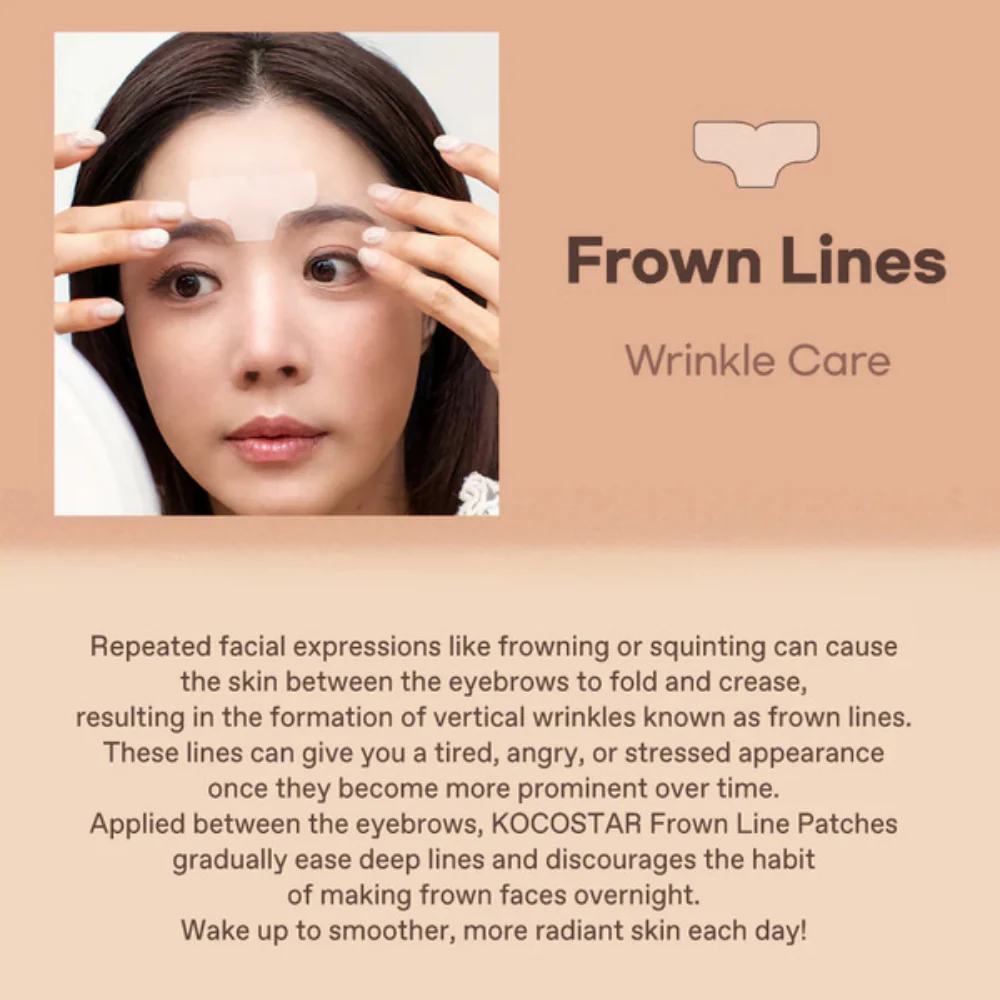 KOCOSTAR Ultimate Face Patches Frown Lines Wrinkle Care Patches x6 - Image 2