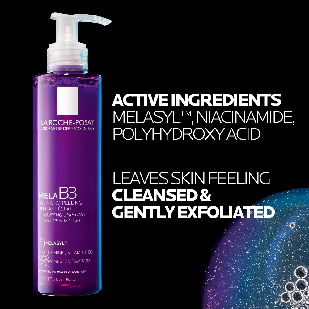 La Roche-Posay Mela B3 Clarifying Unifying Micro-Peeling Gel Cleanser 200ml - Image 3
