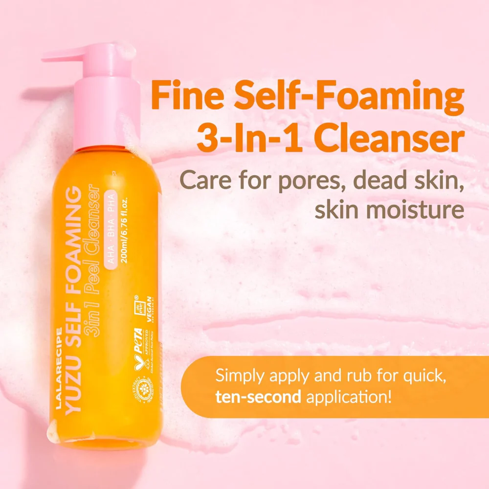 Lalarecipe Yuzu Self Foaming 3-In-1 Peel Cleanser 200ml - Image 2