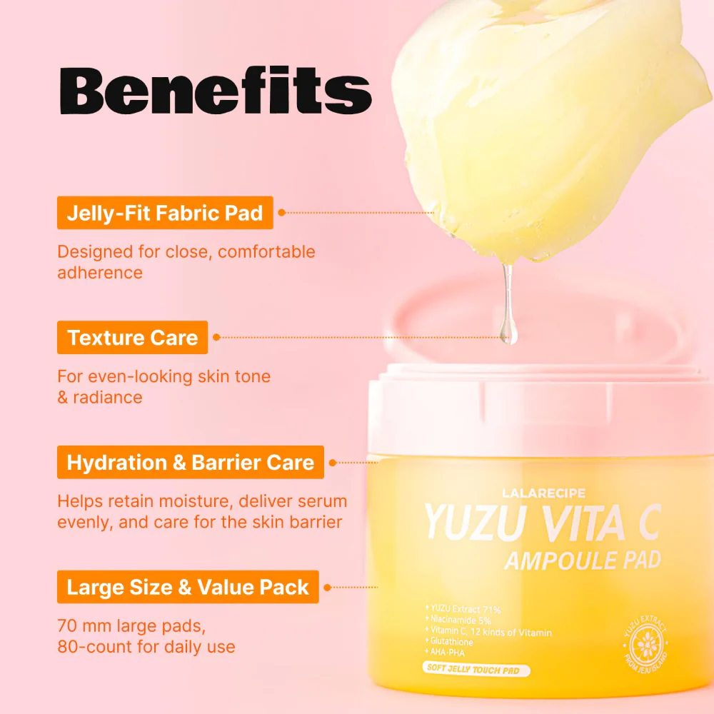 Lalarecipe Yuzu Vita C Ampoule Soft Jelly Touch Pads x80 - Image 6