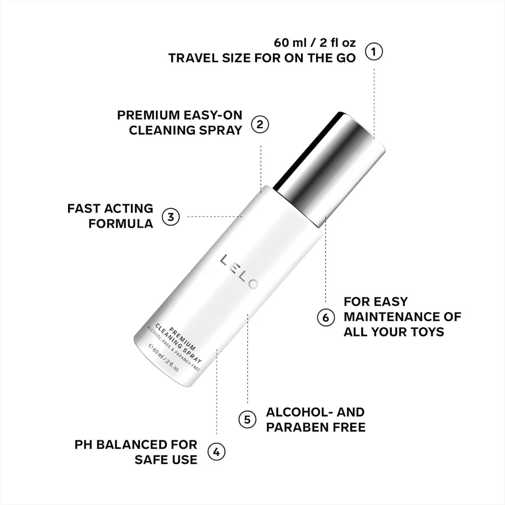 LELO Premium Anti-Bacterial Cleaning Spray 60ml - Image 4