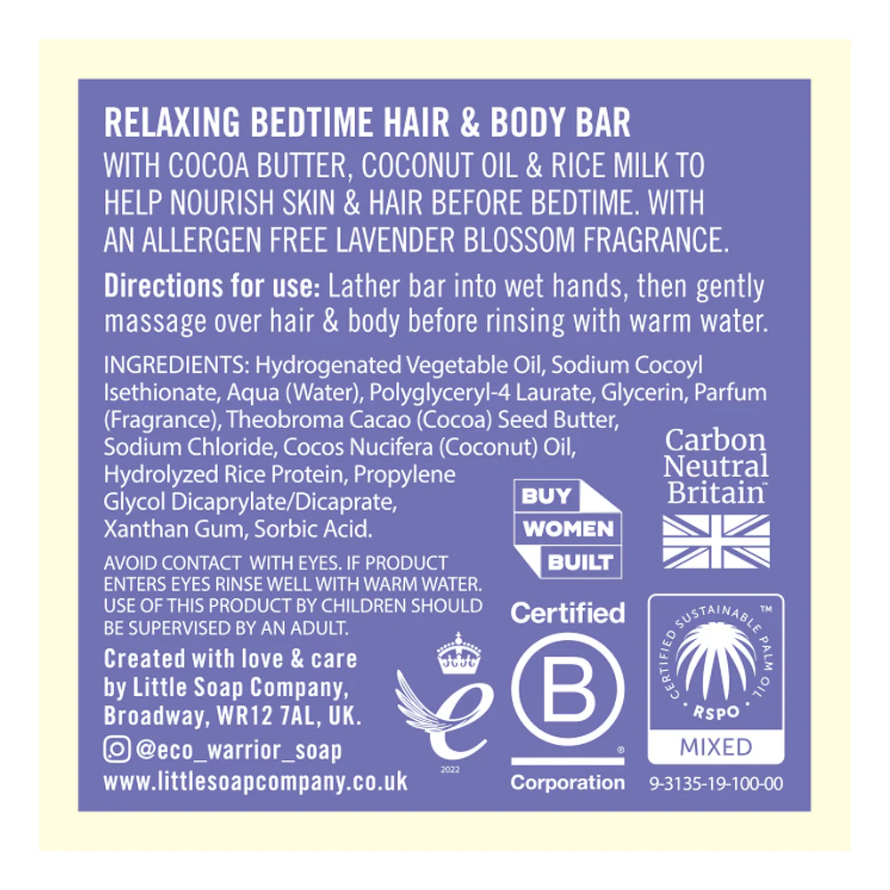 Little Soap Company Eco Warrior Baby & Child Relaxing Bedtime Hair & Body Bar 50g - Image 4