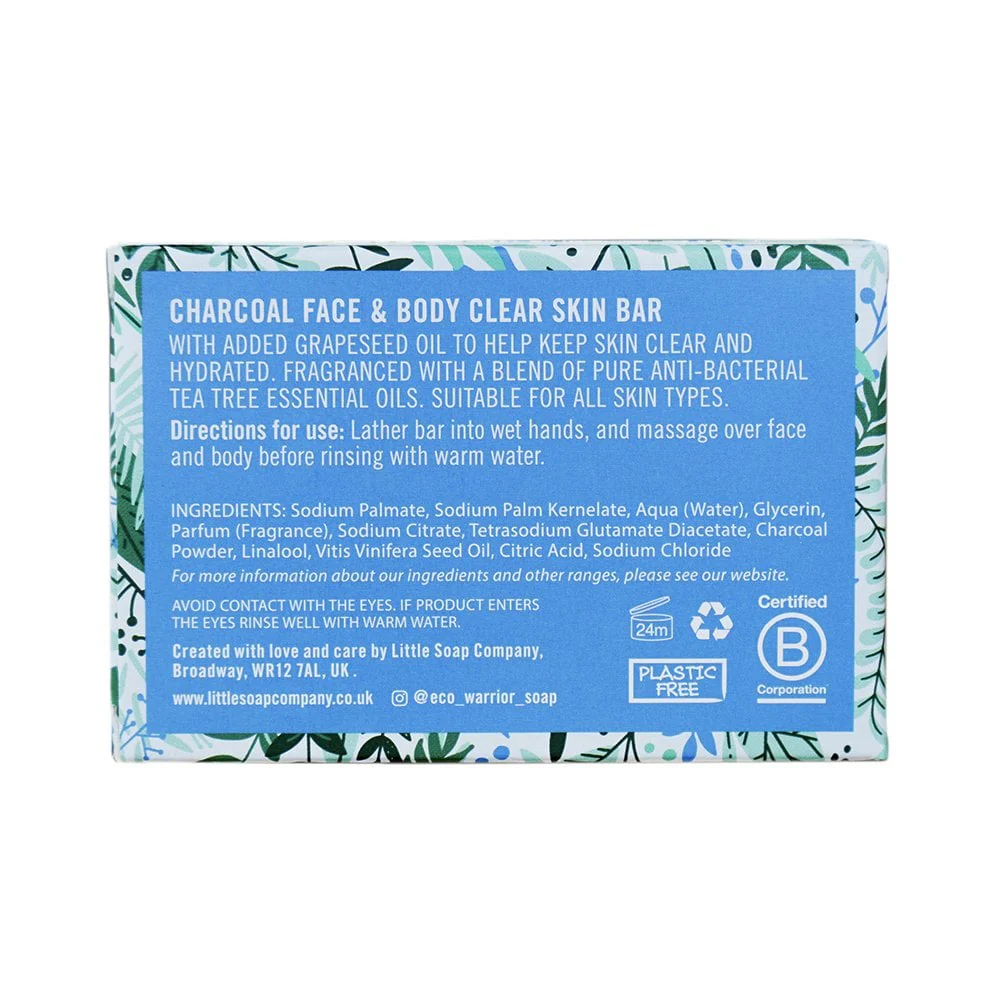 Little Soap Company Eco Warrior Charcoal Clear Skin Bar 100g - Image 4