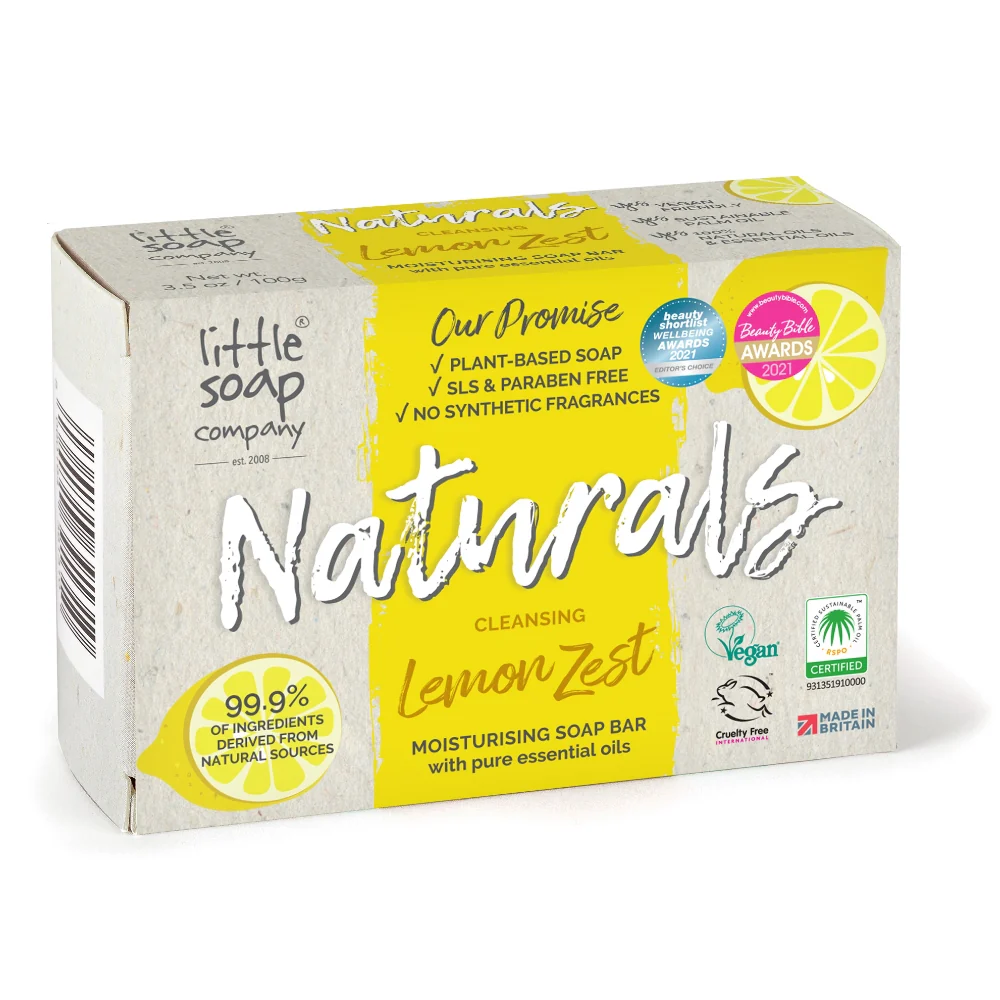 Little Soap Company Naturals Moisturising Soap Bar Lemon Zest 100g - Image 2