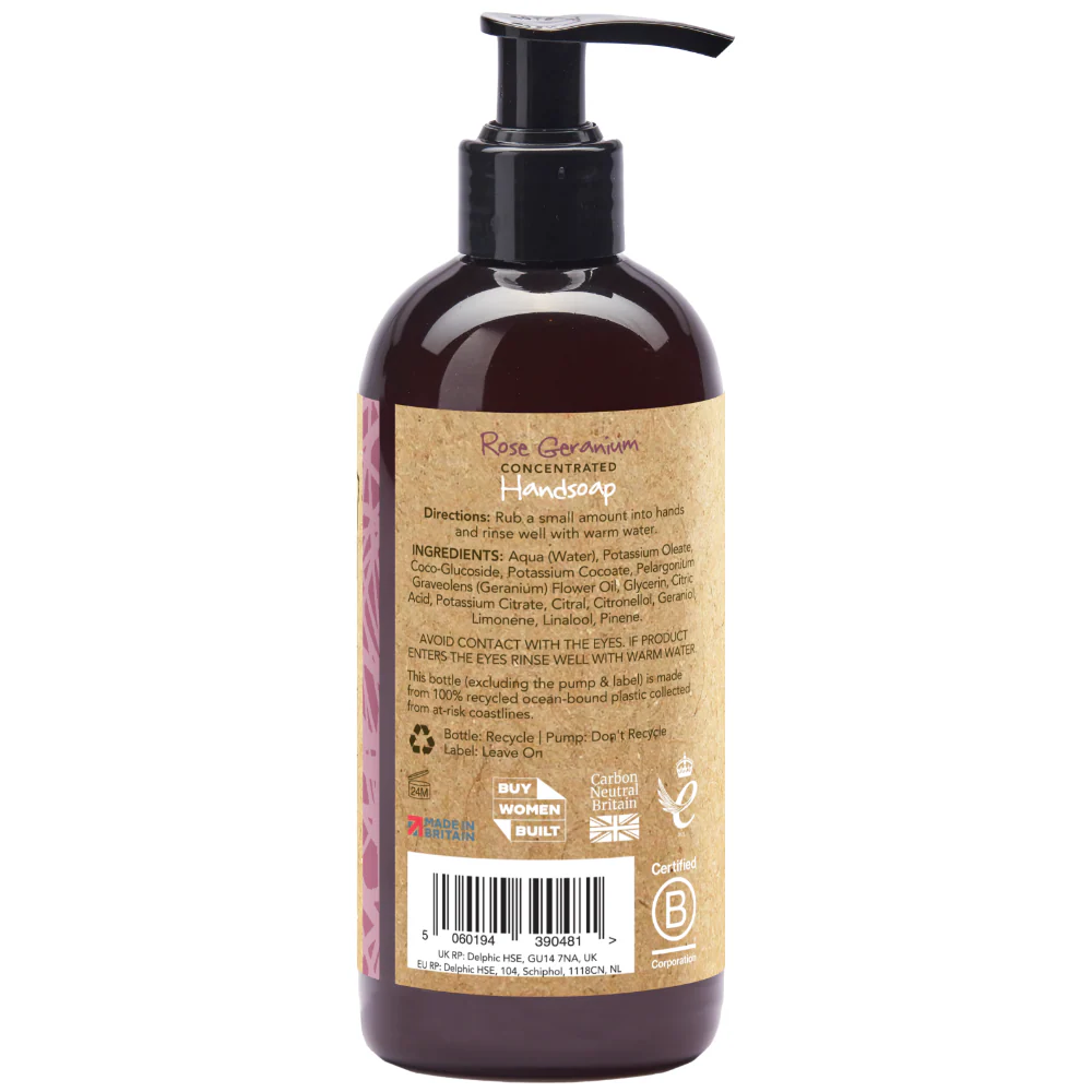 Little Soap Company Organic Hand Soap Pure Rose Geranium 250ml - Image 2