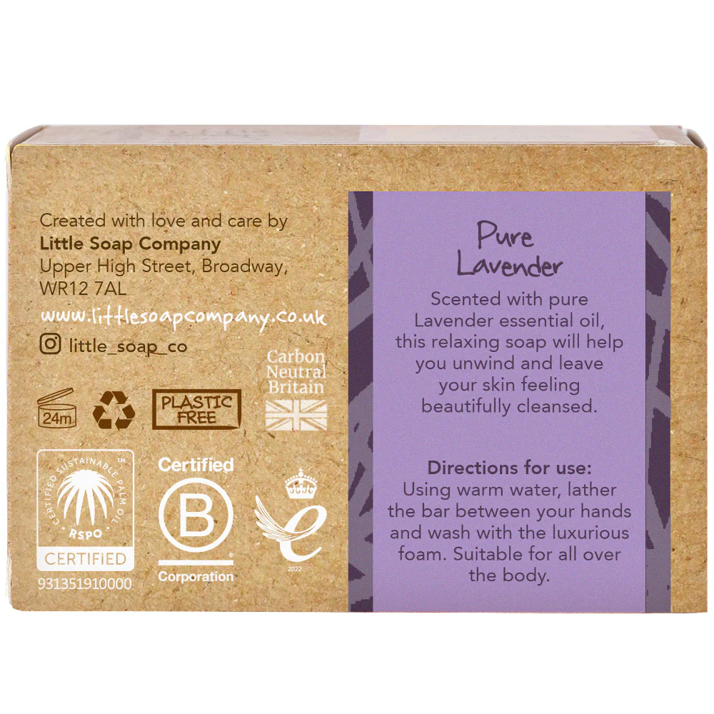 Little Soap Company Organic Pure Lavender Soap Bar 110g - Image 3