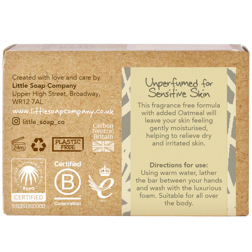 Little Soap Company Organic Unperfumed Soap Bar 110g - Image 3