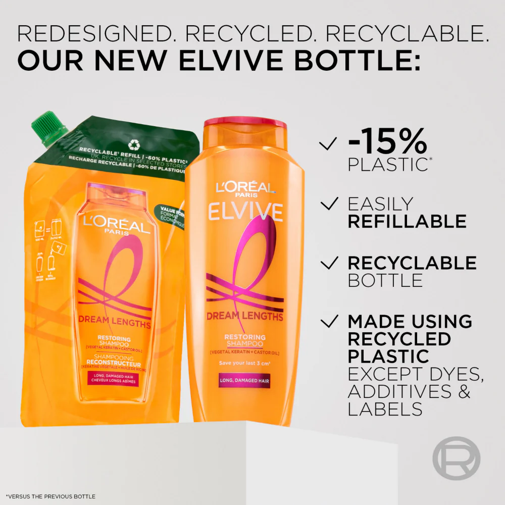 L'Oreal Paris Elvive Dream Lengths Restoring Shampoo Refill 500ml - Image 3