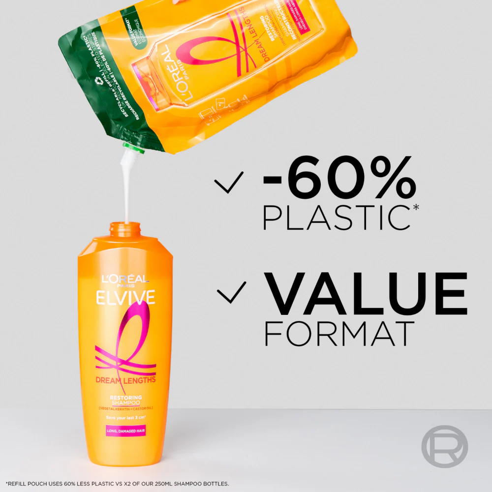 L'Oreal Paris Elvive Dream Lengths Restoring Shampoo Refill 500ml - Image 4