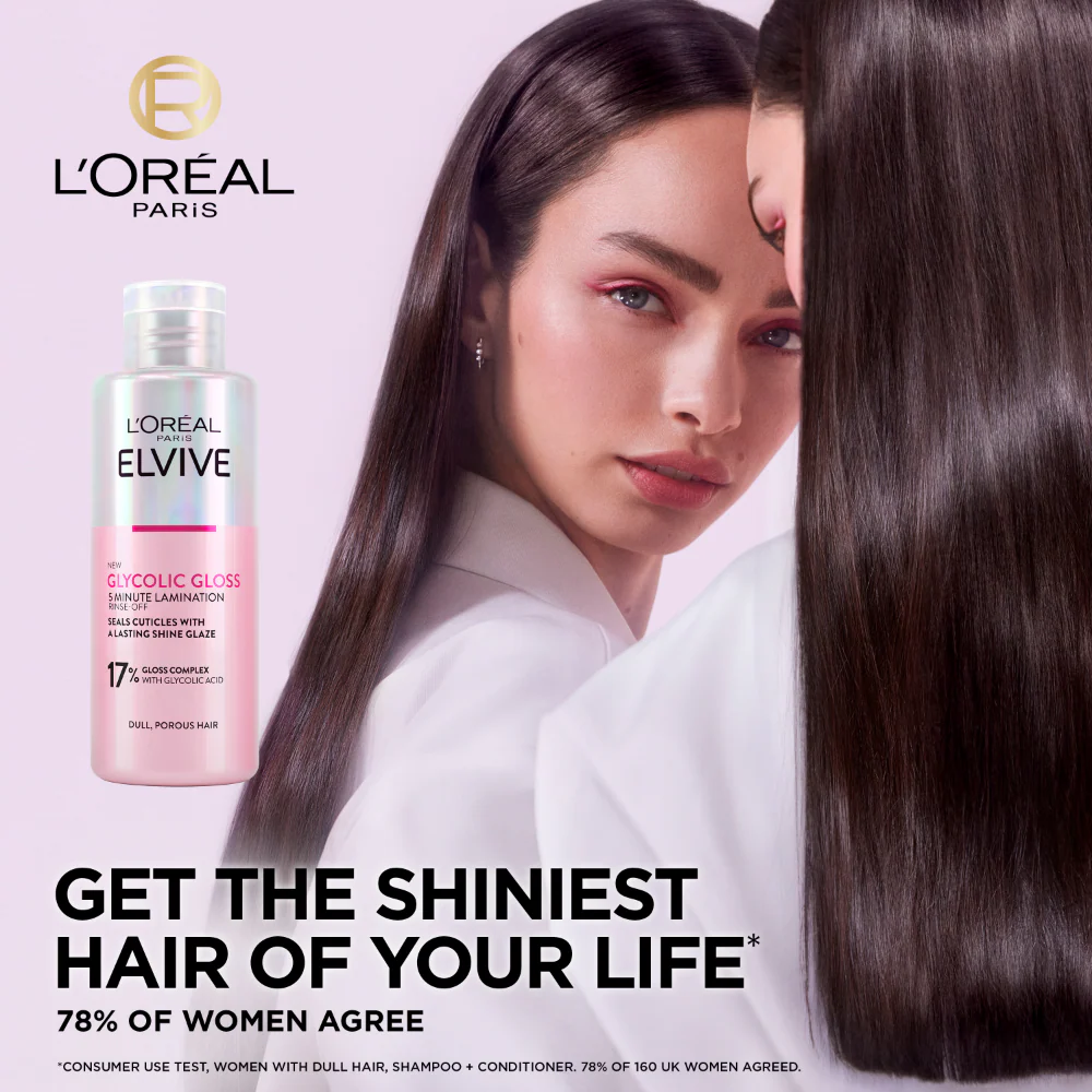 L'Oreal Paris Elvive Glycolic Gloss 5-Minute Rinse-Off Lamination Treatment 200ml - Image 2