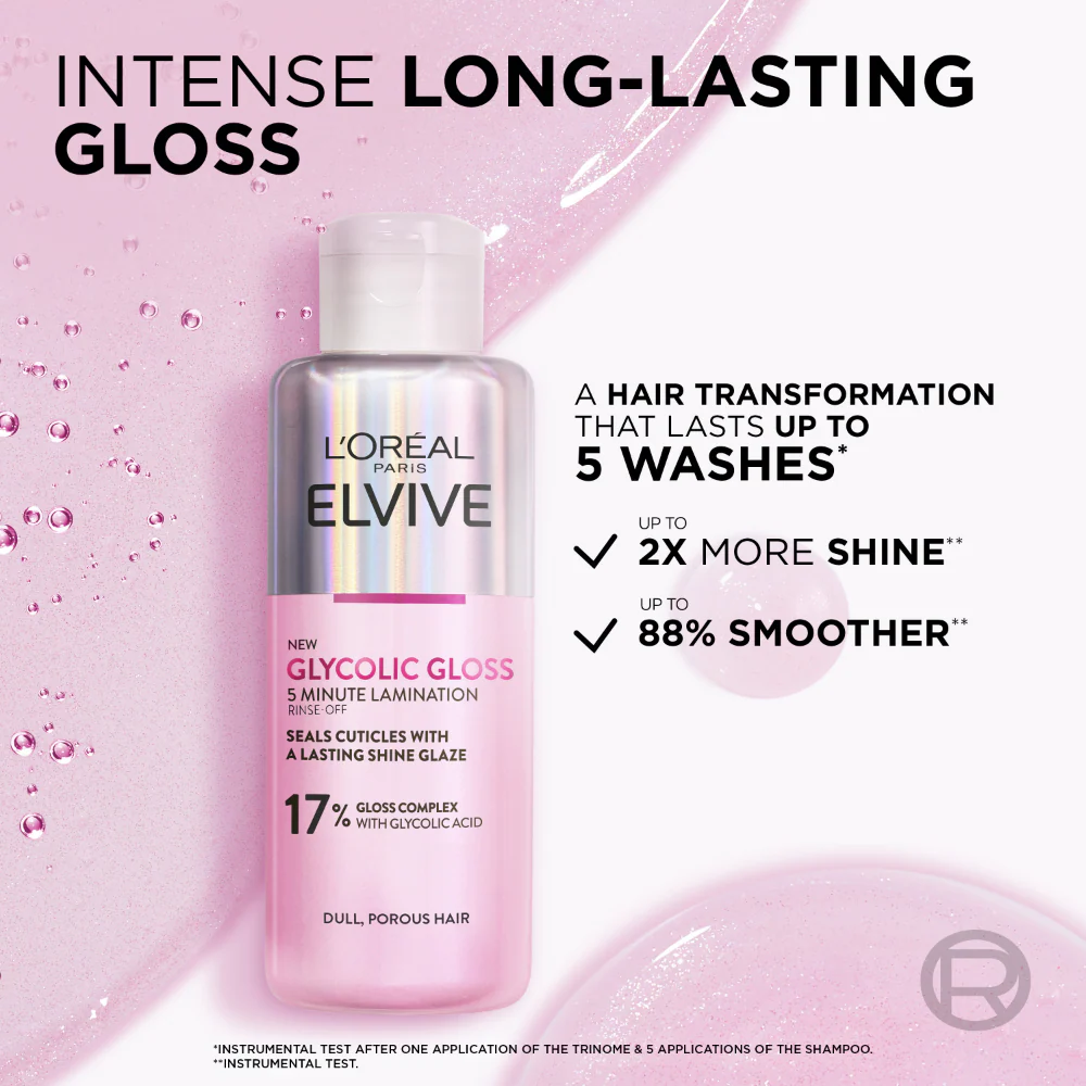 L'Oreal Paris Elvive Glycolic Gloss 5-Minute Rinse-Off Lamination Treatment 200ml - Image 3