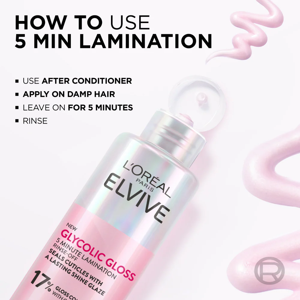 L'Oreal Paris Elvive Glycolic Gloss 5-Minute Rinse-Off Lamination Treatment 200ml - Image 5