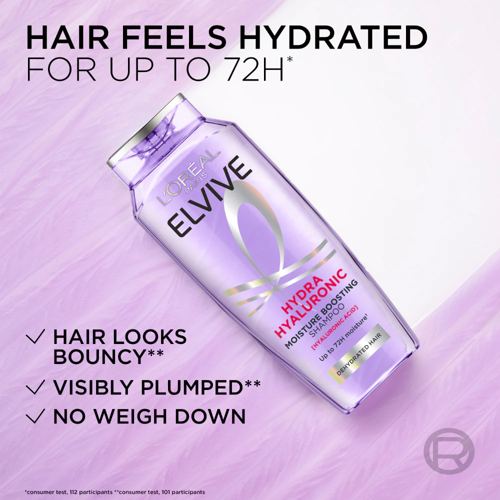 L'Oreal Paris Elvive Hydra Hyaluronic Moisture Boosting Shampoo 400ml - Image 3