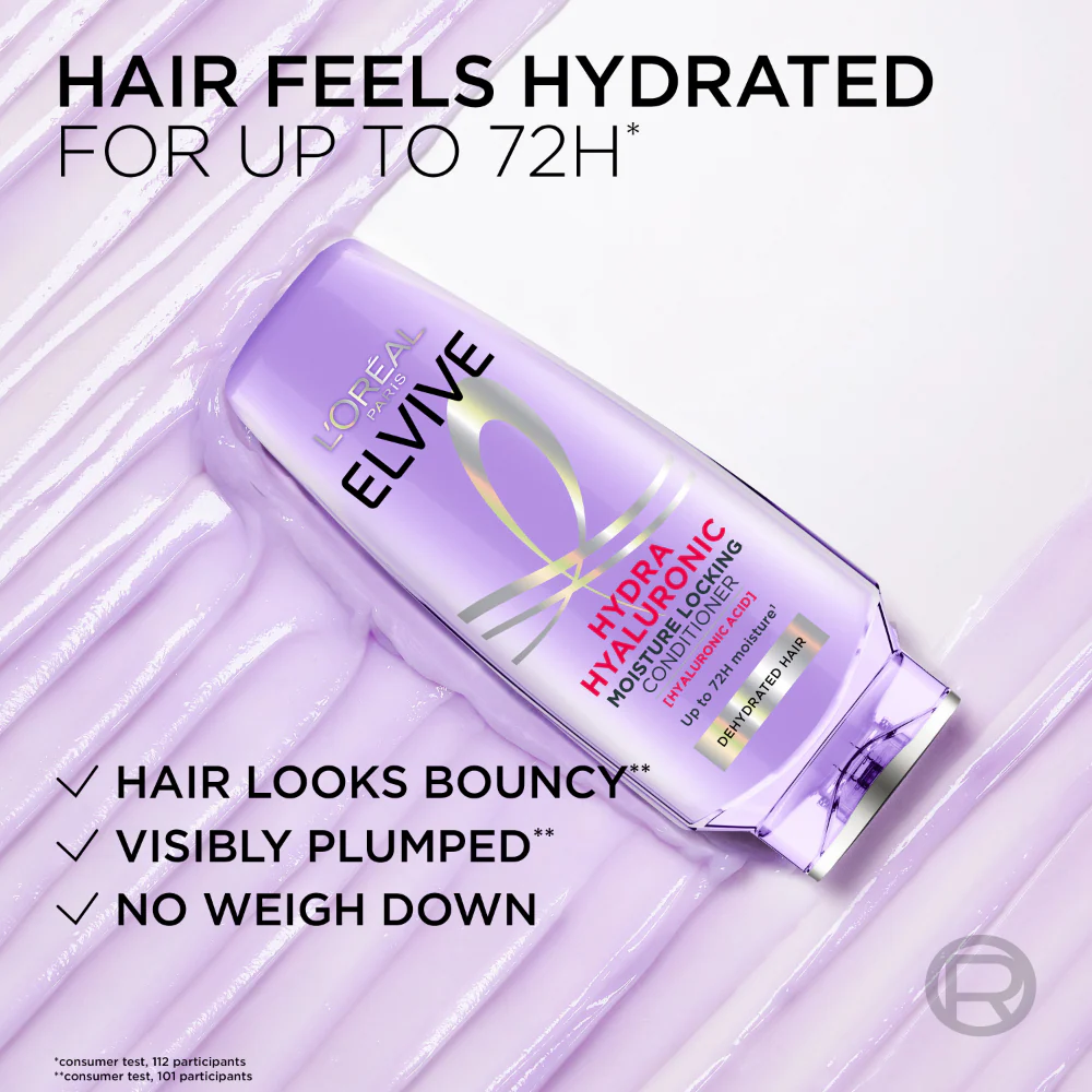 L'Oreal Paris Elvive Hydra Hyaluronic Moisture Locking Conditioner 300ml - Image 3
