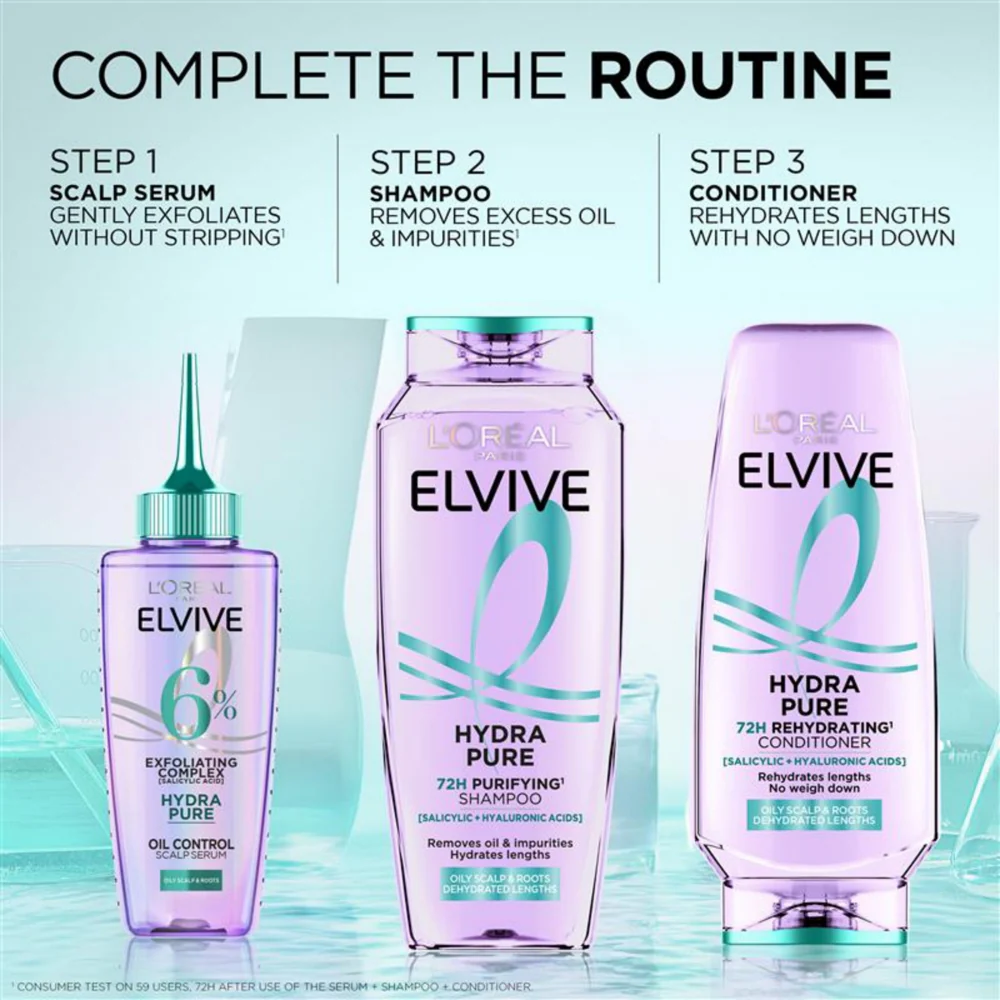 L'Oreal Paris Elvive Hydra Pure 72H Rehydrating Conditioner 300ml - Image 4
