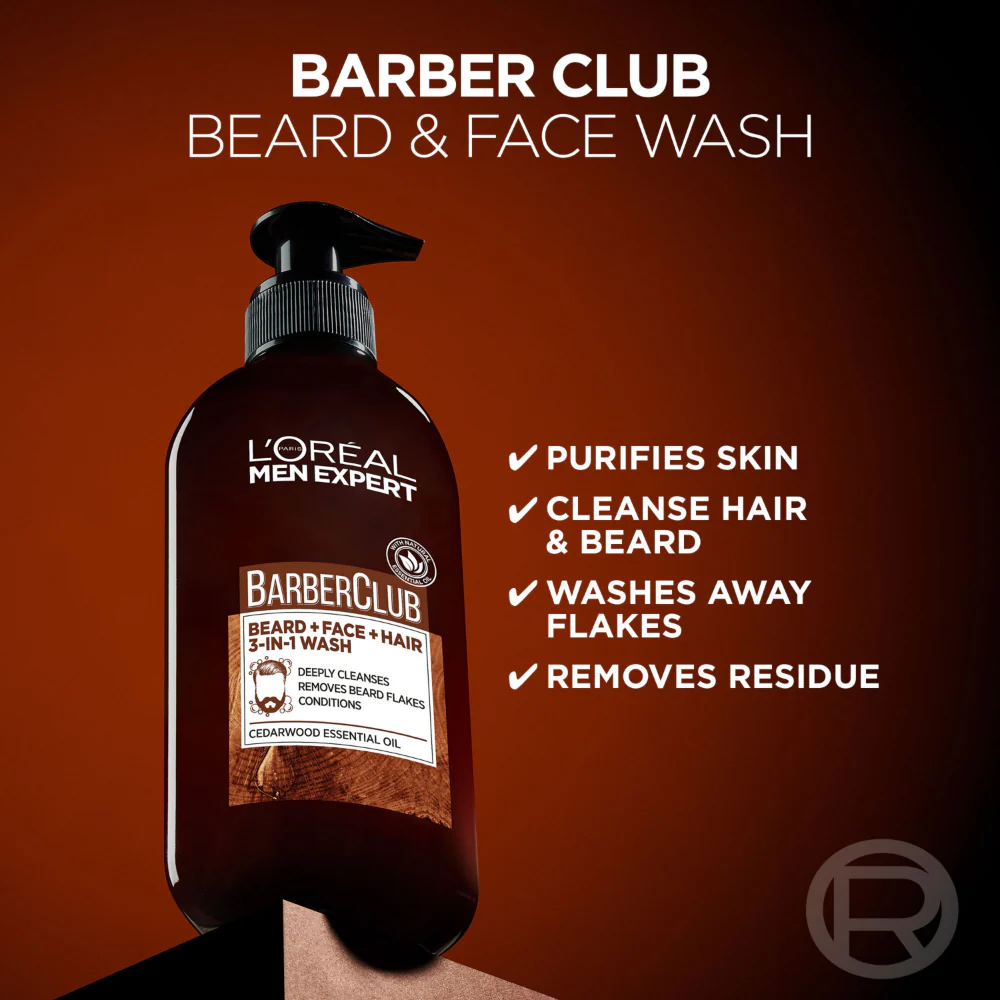L'Oreal Paris Men Expert Barber Club 3-In-1 Beard, Face & Hair Wash 200ml - Image 3
