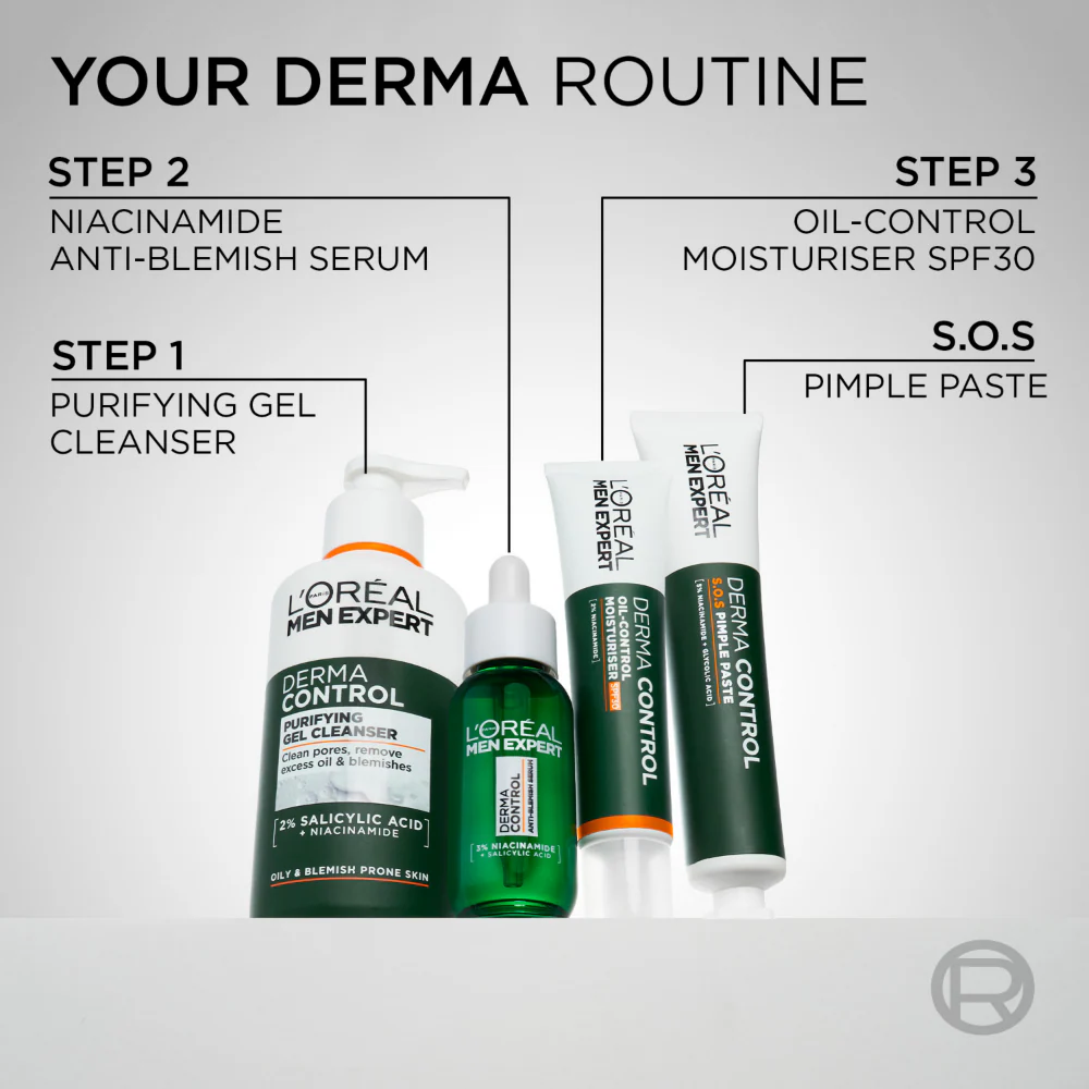 L'Oreal Paris Men Expert Derma Control Oil-Control Moisturiser SPF30 40ml - Image 5