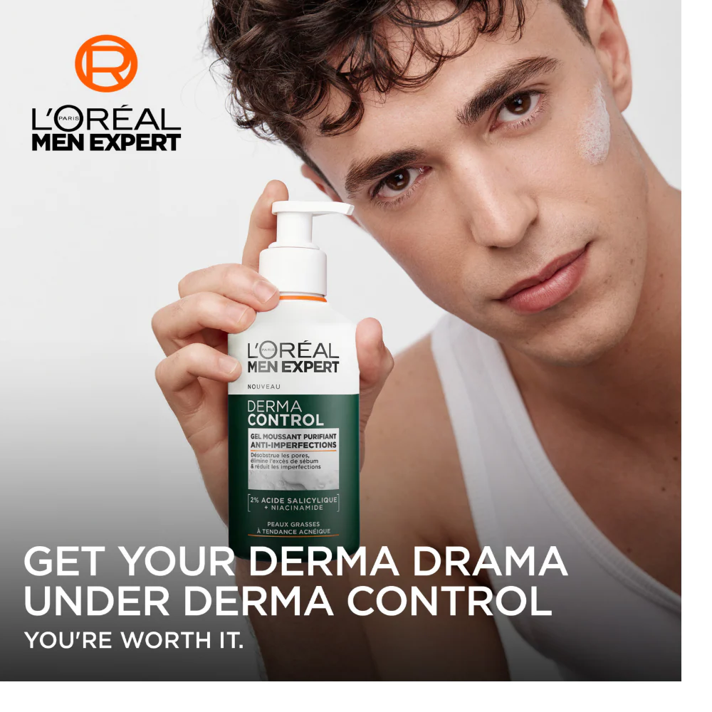 L'Oreal Paris Men Expert Derma Control Purifying Gel Cleanser 260ml - Image 2