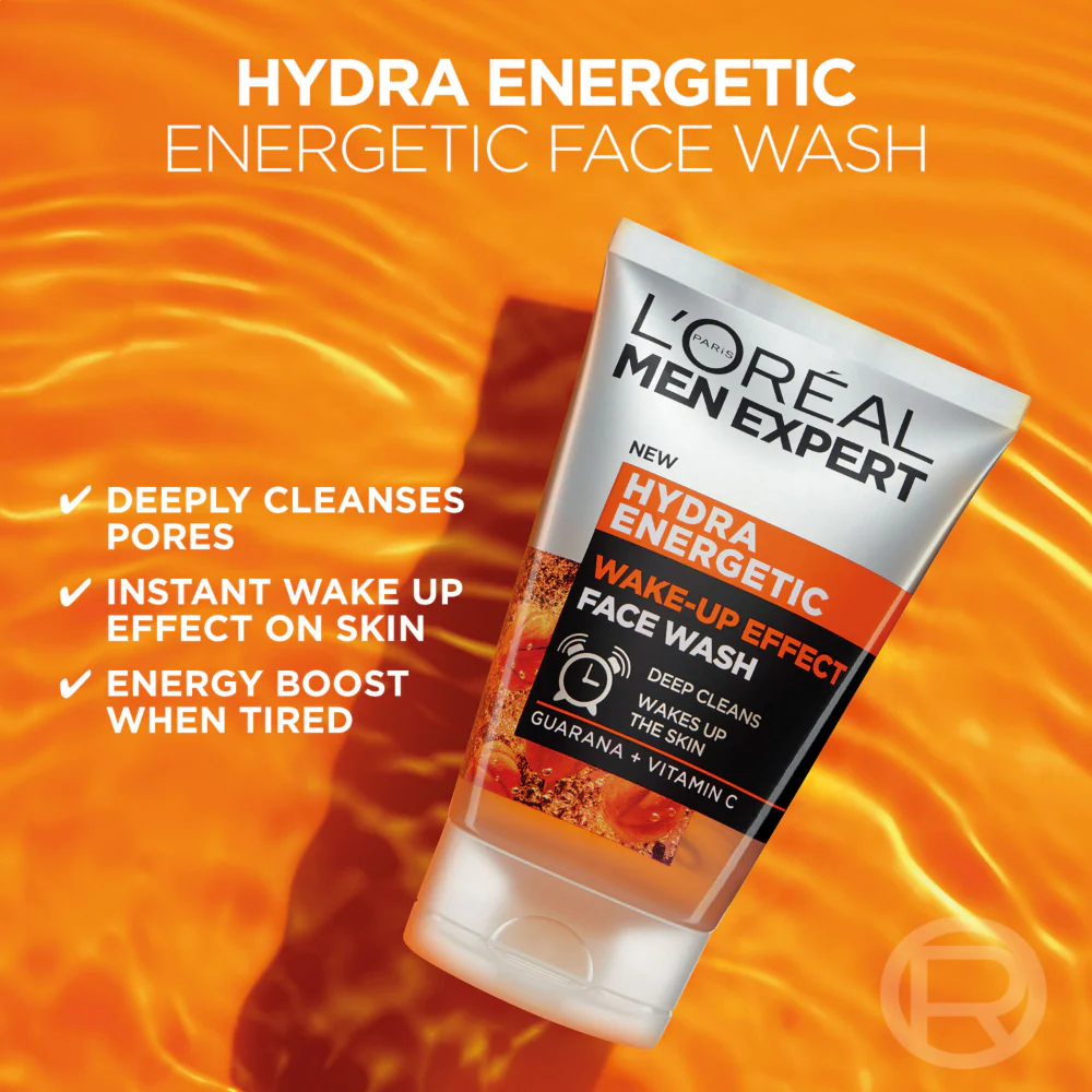 L'Oreal Paris Men Expert Hydra Energetic Anti-Fatigue Wake-Up Effect Face Wash 100ml - Image 3