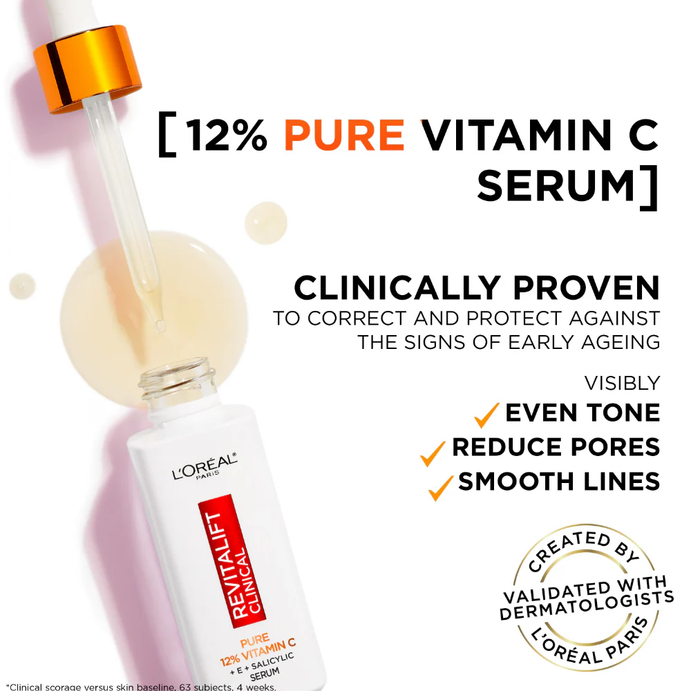 L'Oreal Paris Revitalift Clinical Pure 12% Vitamin C Serum 30ml - Image 3