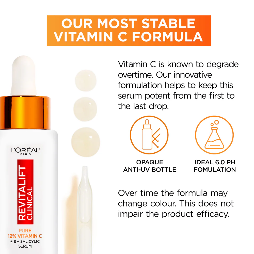 L'Oreal Paris Revitalift Clinical Pure 12% Vitamin C Serum 30ml - Image 6