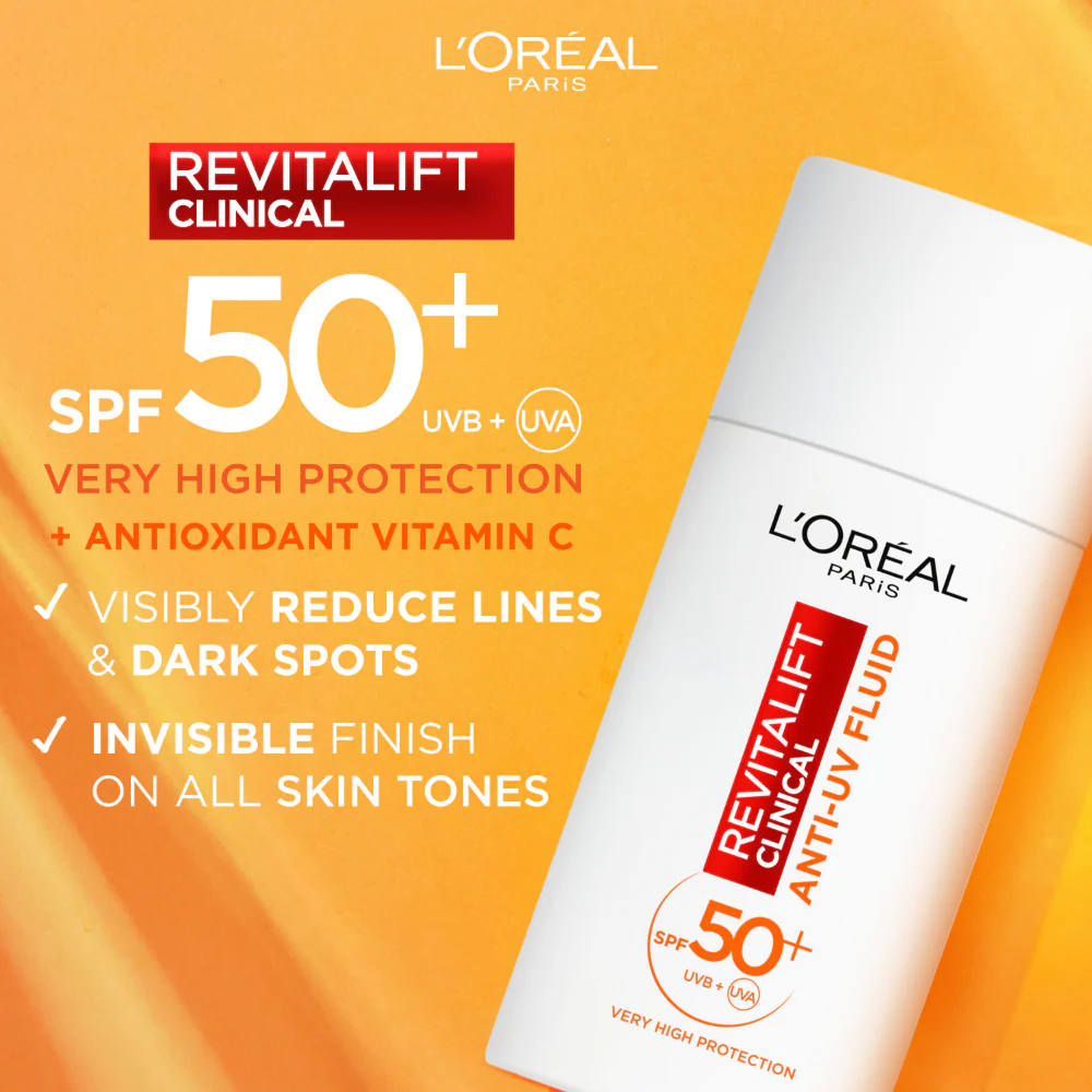 L'Oreal Paris Revitalift Clinical Vitamin C Anti-UV Invisible Fluid SPF50+ 50ml - Image 5