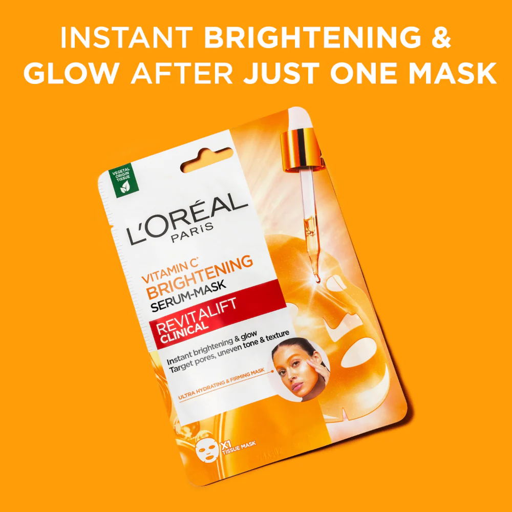 L'Oreal Paris Revitalift Clinical Vitamin C* Brightening Serum Mask 26g - Image 2