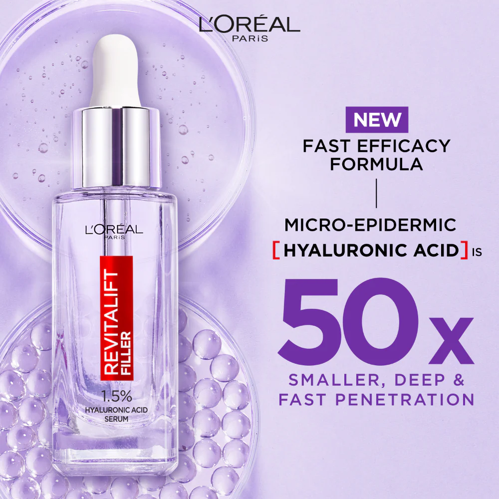 L'Oreal Paris Revitalift Filler 1.5% Pure Hyaluronic Anti-Wrinkle Serum 30ml - Image 3