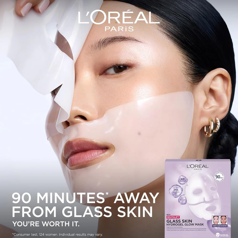 L'Oreal Paris Revitalift Filler Glass Skin Hydrogel Glow Sheet Mask 37g - Image 2