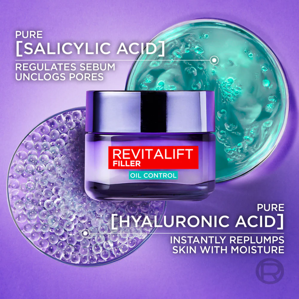 L'Oreal Paris Revitalift Filler Hyaluronic Gel-Cream 8H Oil Control Gel-Cream 50ml - Image 2