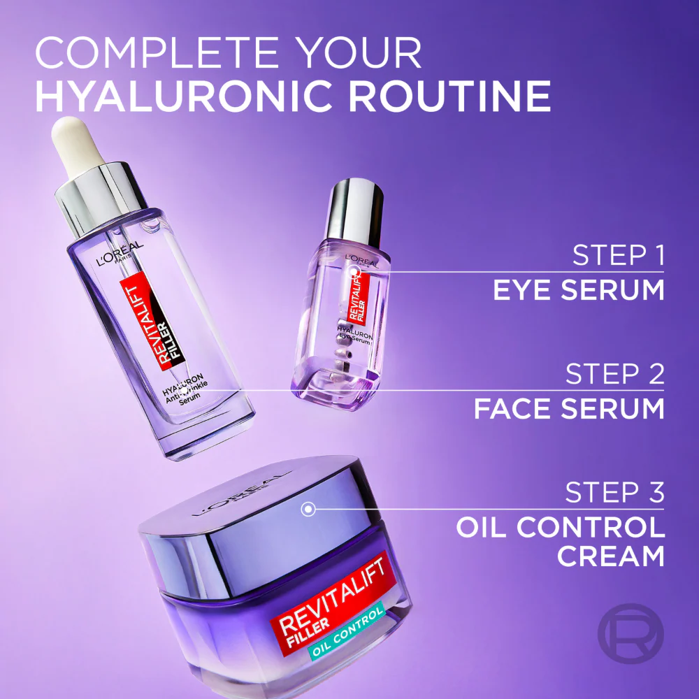 L'Oreal Paris Revitalift Filler Hyaluronic Gel-Cream 8H Oil Control Gel-Cream 50ml - Image 6