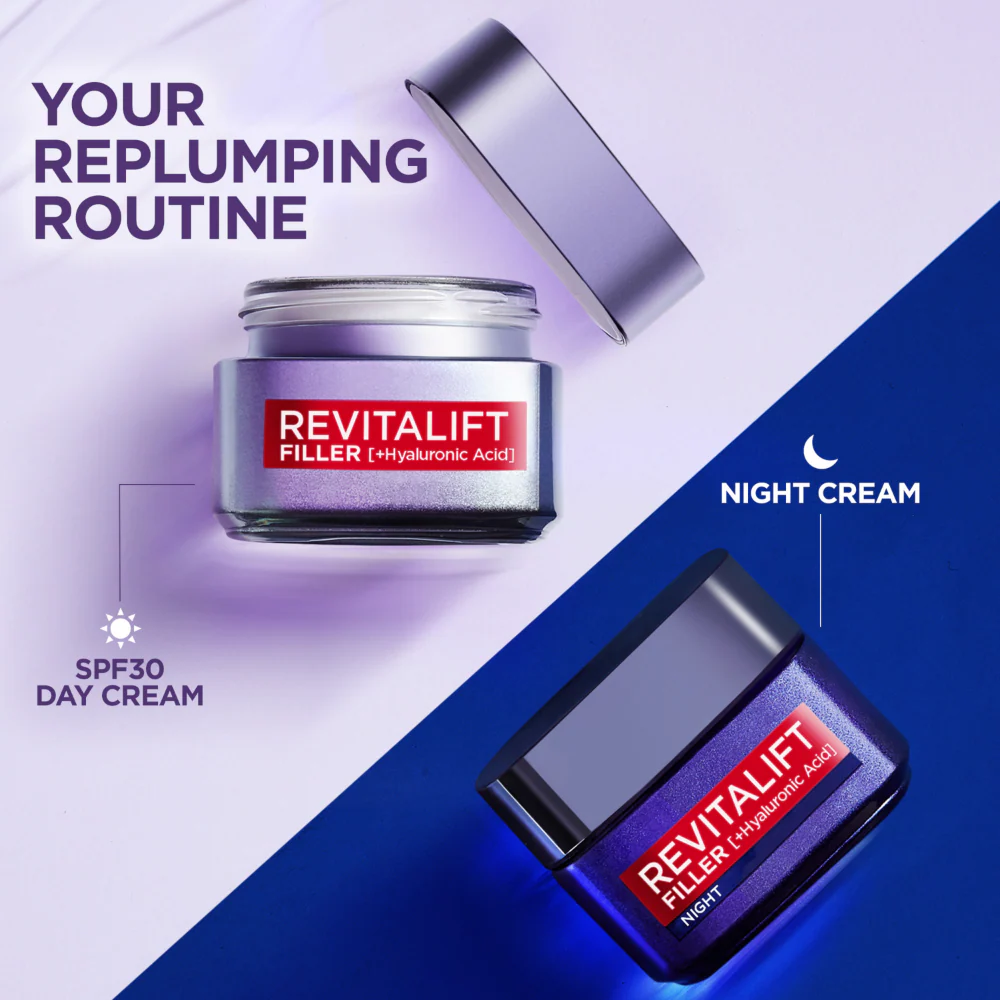 L'Oreal Paris Revitalift Filler Replumping Care Anti-Ageing Night Cream 50ml - Image 5