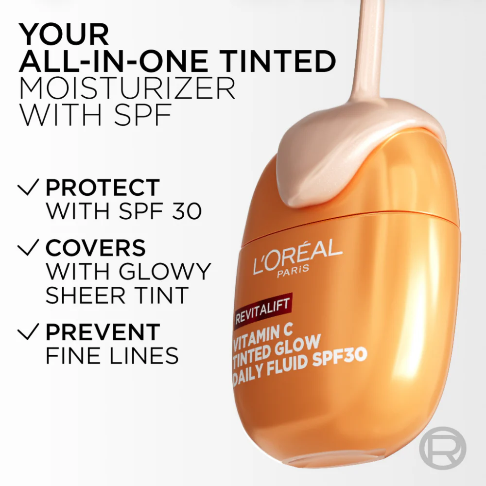 L'Oreal Paris Revitalift Vitamin C Tinted Glow Daily Fluid Moisturiser SPF30 40ml - Image 4