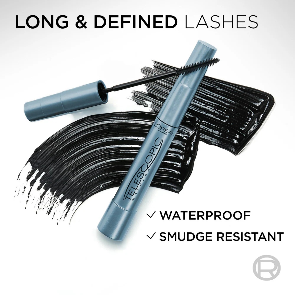 L'Oreal Paris Telescopic Lengthening Waterproof Mascara Black 8ml - Image 4