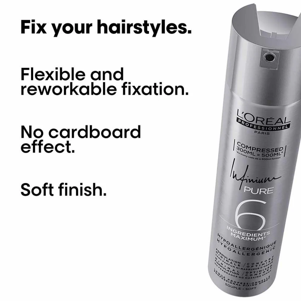 L'Oreal Professionnel Infinium Pure 6 Extra Strong Hairspray 300ml - Image 3